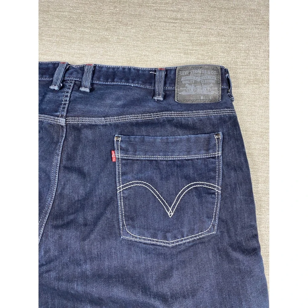 Levis 569 Loose Straight Jeans Mens 44x30 Dark Wash Denim Zipper Contrast Stitch